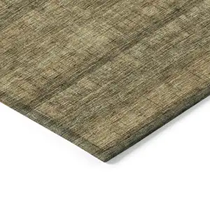 Photo of Brown Beige And Chocolate Striped Washable Indoor Outdoor Area Rug