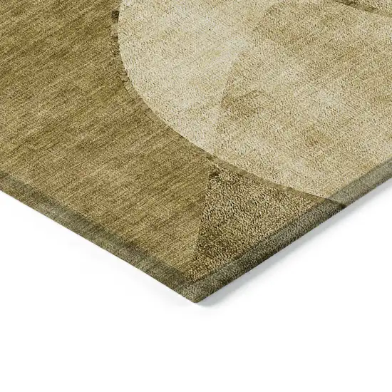 Brown Beige And Ivory Abstract Washable Indoor Outdoor Area Rug Photo 3