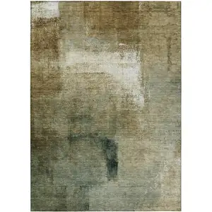 Photo of Brown Beige And Ivory Abstract Washable Indoor Outdoor Area Rug