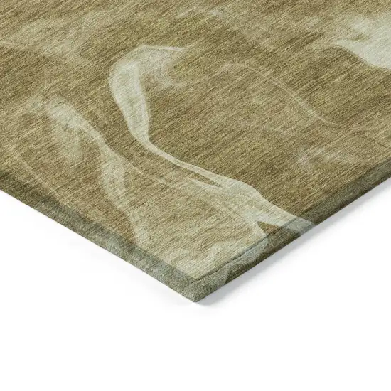 Brown Beige And Ivory Abstract Washable Indoor Outdoor Area Rug Photo 5