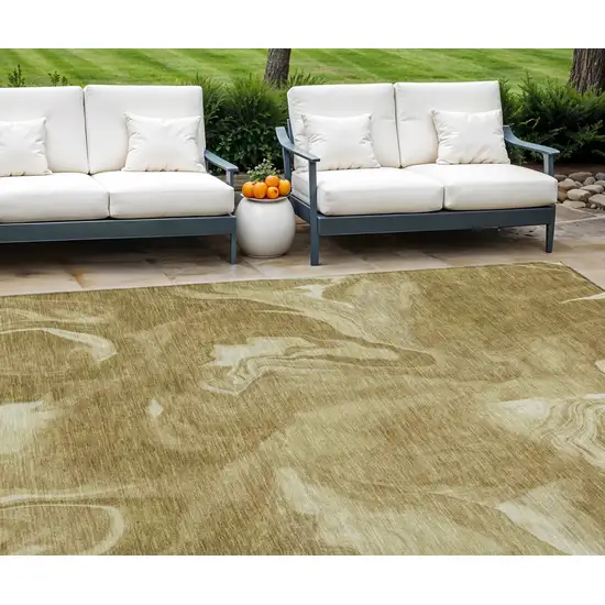 Brown Beige And Ivory Abstract Washable Indoor Outdoor Area Rug Photo 1