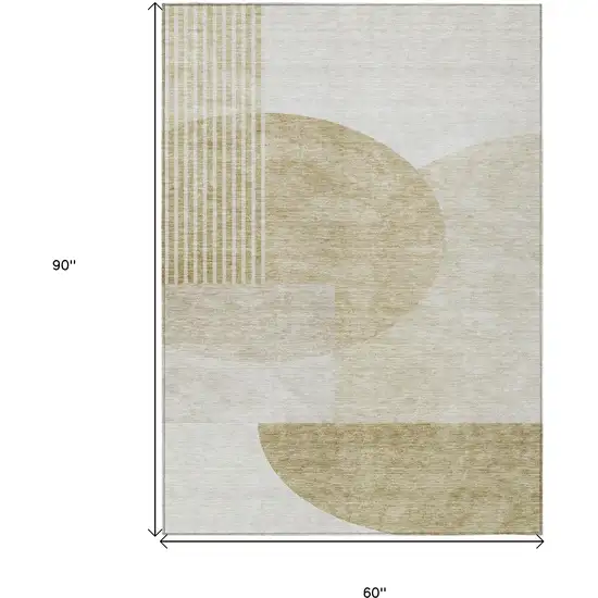 Brown Beige And Ivory Geometric Washable Indoor Outdoor Area Rug Photo 3