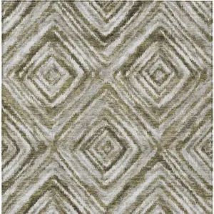 Photo of Brown Beige And Ivory Geometric Washable Indoor Outdoor Area Rug