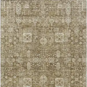 Photo of Brown Beige And Ivory Oriental Washable Indoor Outdoor Area Rug