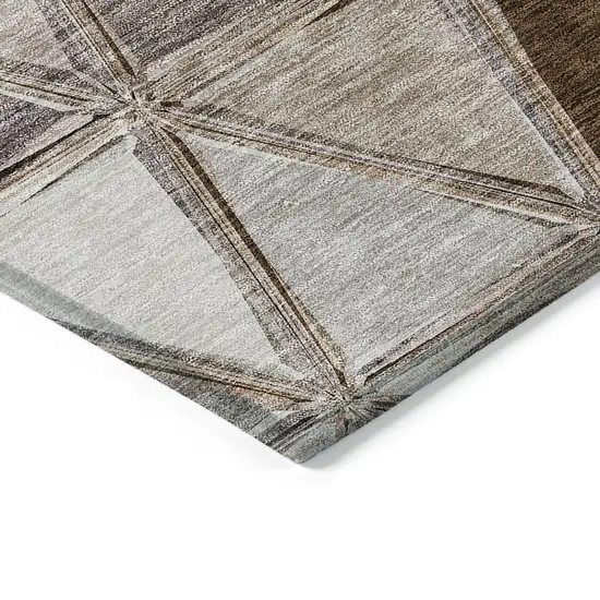 Brown Beige And Khaki Geometric Washable Indoor Outdoor Area Rug Photo 2