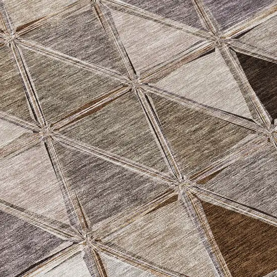 Brown Beige And Khaki Geometric Washable Indoor Outdoor Area Rug Photo 4