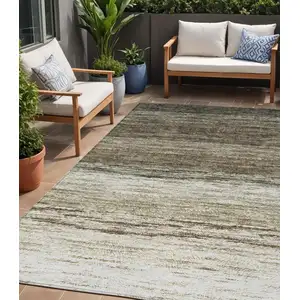 Photo of Brown Beige And Tan Ombre Washable Indoor Outdoor Area Rug