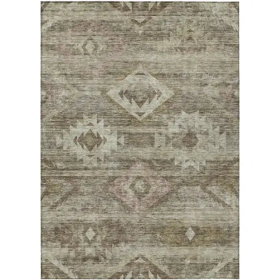 Brown Beige And Tan Southwestern Washable Indoor Outdoor Area Rug Photo 2