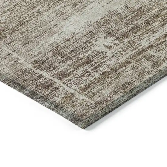 Brown Beige And Taupe Abstract Washable Indoor Outdoor Area Rug Photo 3