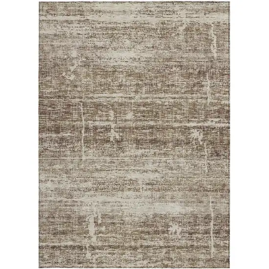 Brown Beige And Taupe Abstract Washable Indoor Outdoor Area Rug Photo 4