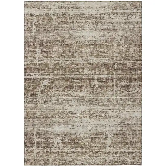 Brown Beige And Taupe Abstract Washable Indoor Outdoor Area Rug Photo 1