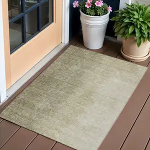 Photo of Brown Beige And Taupe Abstract Washable Indoor Outdoor Area Rug