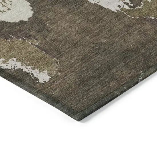 Brown Beige And Taupe Abstract Washable Indoor Outdoor Area Rug Photo 4