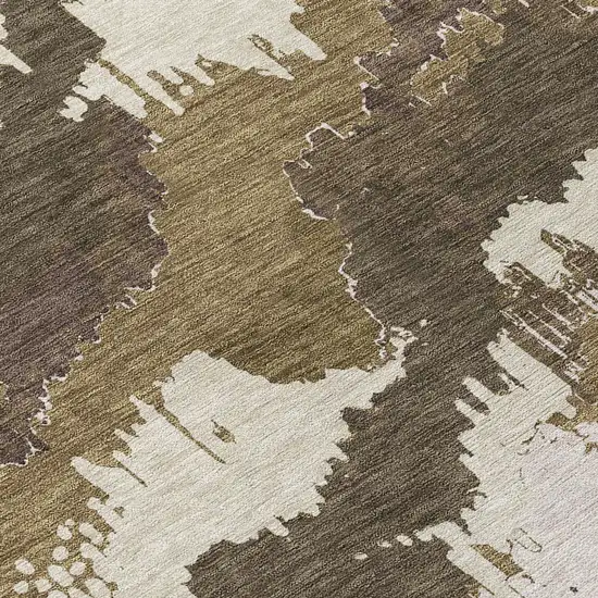 Brown Beige And Taupe Abstract Washable Indoor Outdoor Area Rug Photo 7