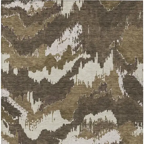 Brown Beige And Taupe Abstract Washable Indoor Outdoor Area Rug Photo 8