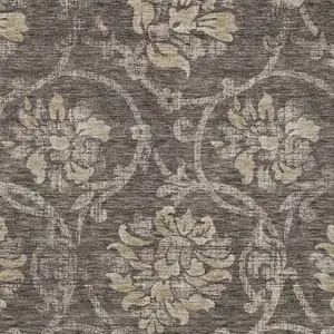 Photo of Brown Beige And Taupe Floral Washable Indoor Outdoor Area Rug