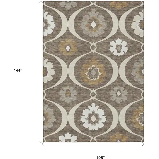 Brown Beige And Taupe Medallion Washable Indoor Outdoor Area Rug Photo 3