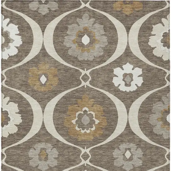 Brown Beige And Taupe Medallion Washable Indoor Outdoor Area Rug Photo 8