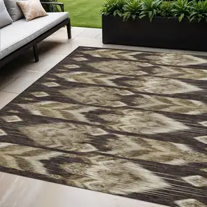 Photo of Brown Beige And Taupe Southwestern Washable Indoor Outdoor Area Rug