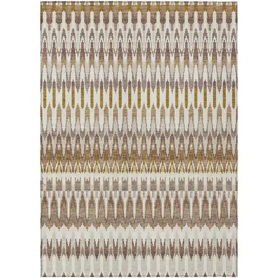 Brown Beige And Taupe Southwestern Washable Indoor Outdoor Area Rug Photo 2