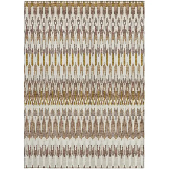 Brown Beige And Taupe Southwestern Washable Indoor Outdoor Area Rug Photo 6