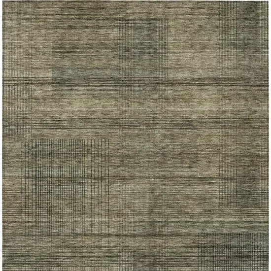 Brown Beige And Taupe Striped Washable Indoor Outdoor Area Rug Photo 6