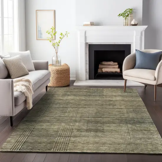 Brown Beige And Taupe Striped Washable Indoor Outdoor Area Rug Photo 9