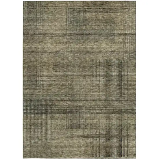 Brown Beige And Taupe Striped Washable Indoor Outdoor Area Rug Photo 7