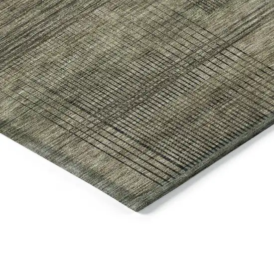 Brown Beige And Taupe Striped Washable Indoor Outdoor Area Rug Photo 5