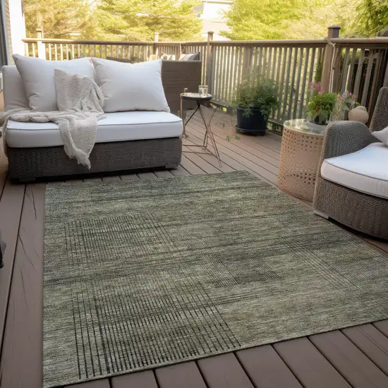 Brown Beige And Taupe Striped Washable Indoor Outdoor Area Rug Photo 8