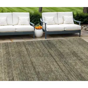 Photo of Brown Beige And Taupe Striped Washable Indoor Outdoor Area Rug