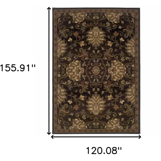 Brown Beige Blue And Red Oriental Power Loom Stain Resistant Area Rug Photo 5