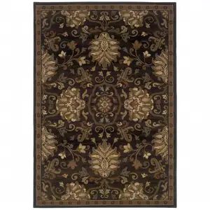 Photo of Brown Beige Blue And Red Oriental Power Loom Stain Resistant Area Rug