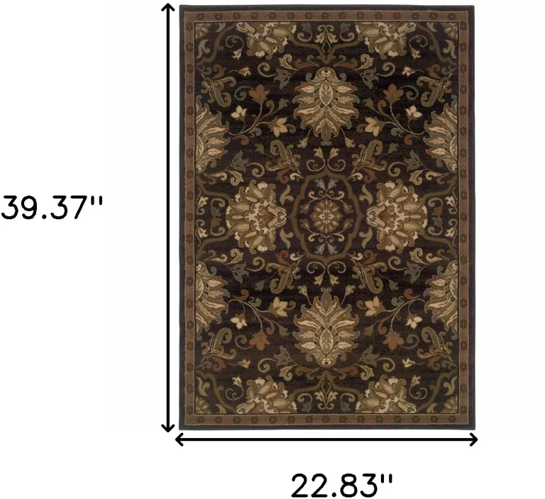 Brown Beige Blue And Red Oriental Power Loom Stain Resistant Area Rug Photo 5