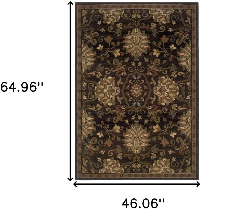 Brown Beige Blue And Red Oriental Power Loom Stain Resistant Area Rug Photo 5