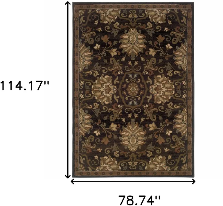 Brown Beige Blue And Red Oriental Power Loom Stain Resistant Area Rug Photo 5