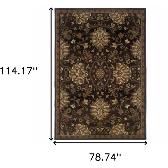 Brown Beige Blue And Red Oriental Power Loom Stain Resistant Area Rug Photo 5