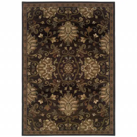 Brown Beige Blue And Red Oriental Power Loom Stain Resistant Area Rug Photo 1