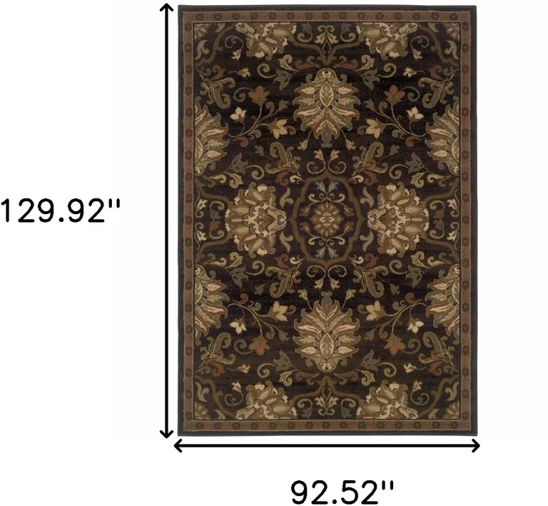 Brown Beige Blue And Red Oriental Power Loom Stain Resistant Area Rug Photo 5