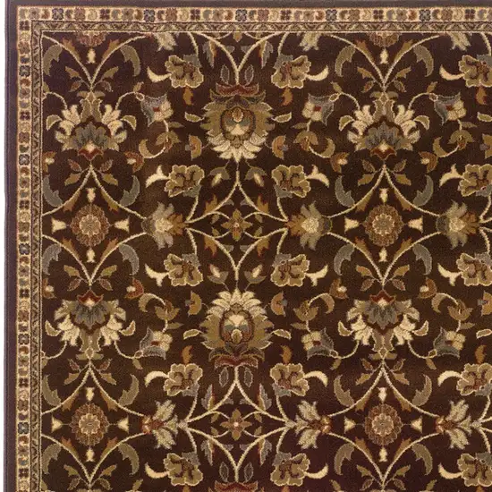 Brown Beige Red Grey Gold And Green Floral Power Loom Stain Resistant Area Rug Photo 3