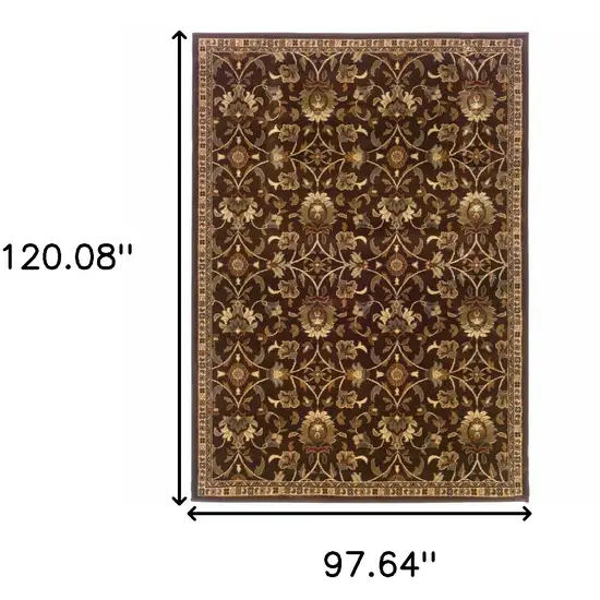 Brown Beige Red Grey Gold And Green Floral Power Loom Stain Resistant Area Rug Photo 4