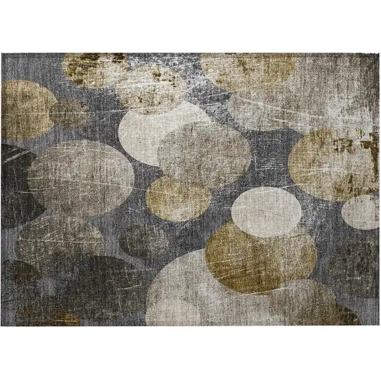 Brown Beige and Ivory Abstract Washable Non Skid Indoor Outdoor Area Rug Photo 3