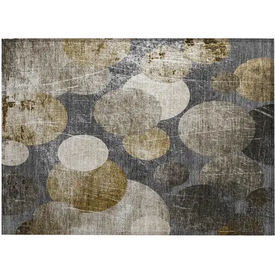 Brown Beige and Ivory Abstract Washable Non Skid Indoor Outdoor Area Rug Photo 2