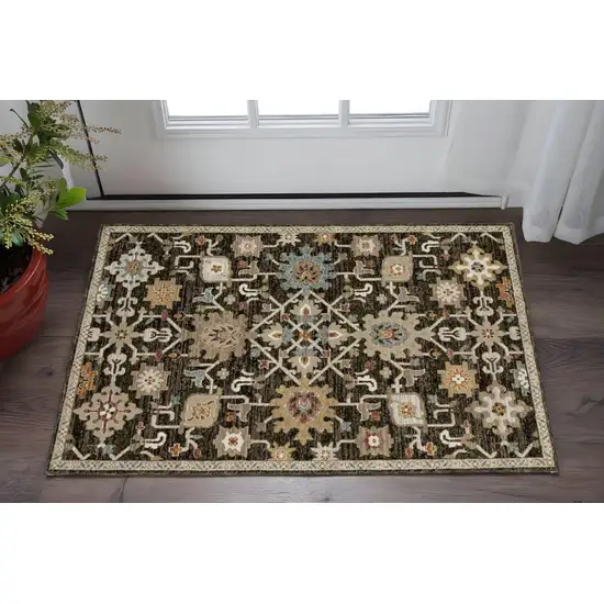 Brown Black And Tan Oriental Area Rug Photo 1