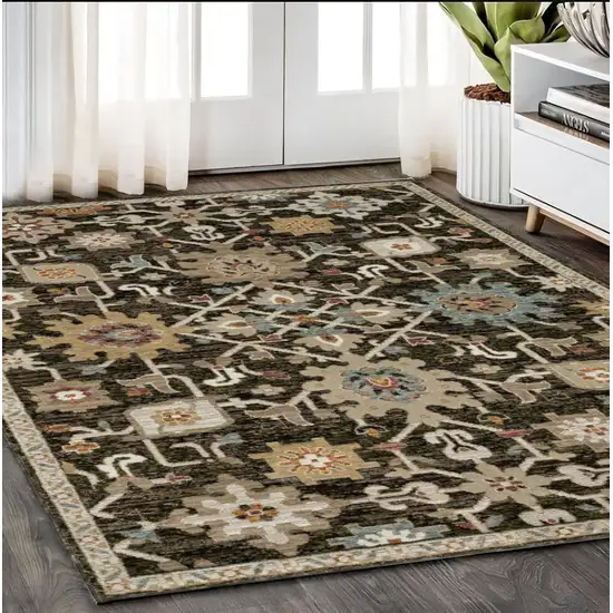 Brown Black And Tan Oriental Area Rug Photo 1