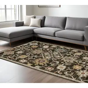 Photo of Brown Black And Tan Oriental Area Rug