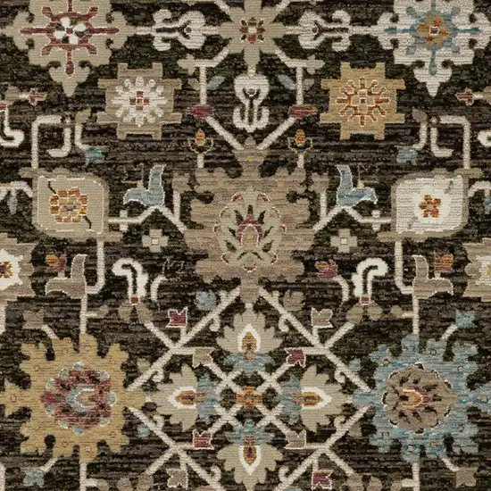 Brown Black And Tan Oriental Area Rug Photo 8