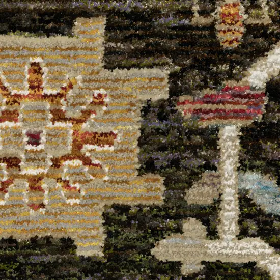 Brown Black And Tan Oriental Area Rug Photo 6