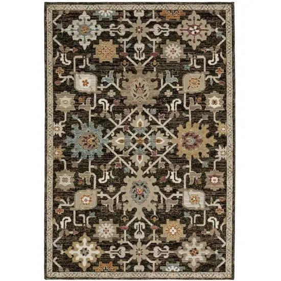 Brown Blue And White Oriental Area Rug Photo 4