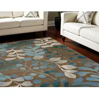 Photo of Brown Botanical Leaves Area Rug